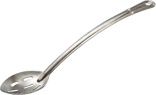 Winco 15" Stainless Steel Basting Spoon, Slotted, Curved Handle, Heavy Duty | Slotted design for liquid draining, Curved handle for precise control, Great for Cooking, Buffet Service and Food Preparation