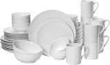 Mikasa Cheers 40-Piece Porcelain Dinnerware Set, White with Playful Patterns, Service for 8 - Dinner Plates, Salad Plates, Cereal Bowls, Mugs, Fruit Bowls