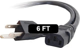 C2G 6FT Premium Replacement AC Power Cord - Durable Power Cable for TV, Computer, Monitor, Appliance & More (CG03130), Black, Pack of 1 | 6FT power cord replacement with slim, flexible design and secure NEMA 5-15P to IEC320 connection; TAA compliant -
