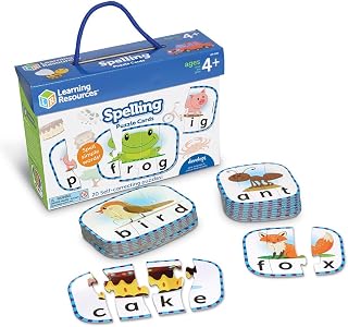 Learning Resources Spelling Puzzle Cards, Kindergarten Readiness, Self Correcting Puzzles, Ages 4+