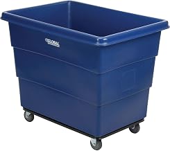 Global Industrial 16 Bushel Plastic Bulk Box Truck, Steel Base, Blue | 1000 lbs. Capacity, 4" Non-Maring Rubber Casters, 42-3/5"L x 30"W x 35-3/5"H