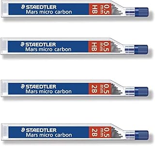 STAEDTLER Mars Micro Carbon pencils 0.5mm lead refill 2B & HB, Total 48 leads