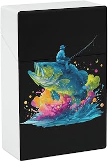 Fishing Fish Colorful Splashes Wave Mens Cigarette Case for Women Plastic Cigarettes Holder Box Smoking Accessories