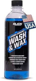 Slick Products Hybrid Ceramic Wash & Wax Foaming Car Wash Soap - 16 oz | Super concentrate; thick suds; water-repellent shine and wax protection; foam cannon ready; safe on paint, plastic & chrome
