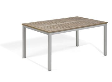 Travira 63" Rectangular Dining Table - Tekwood Vintage by Oxford Garden – 63-Inch, Vintage Tekwood Top, Grey, Model TV63TAV-PC.F