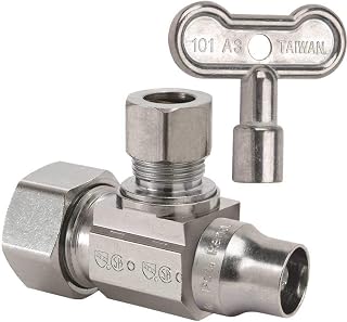 BrassCraft KTSCR19X C 1/4 Turn Angle Ball Stop with Loose Key, 1/2 in. Nom X 3/8 in. Od Compression,-2491116