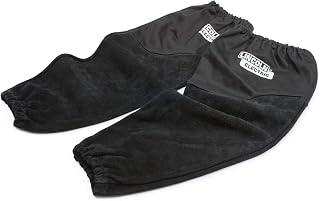 Lincoln Electric Welding Sleeves | Split Leather & Flame Resistant (FR) Cotton | Heat Resistance & Durability | K3111-ALL, Black