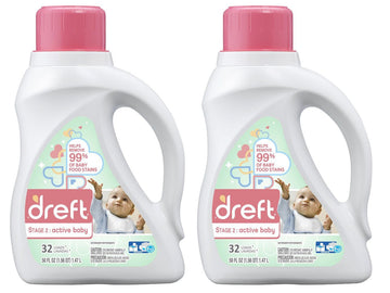 Active Baby Liquid Detergent by Dreft – 50 Fl Oz (Pack of 2), Pack of 2, Model 10037000926952