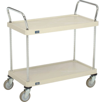Plastic Utility Cart w/2 Shelves & Poly Casters by Nexel – Plastic, Tan, Model 1836P2SP