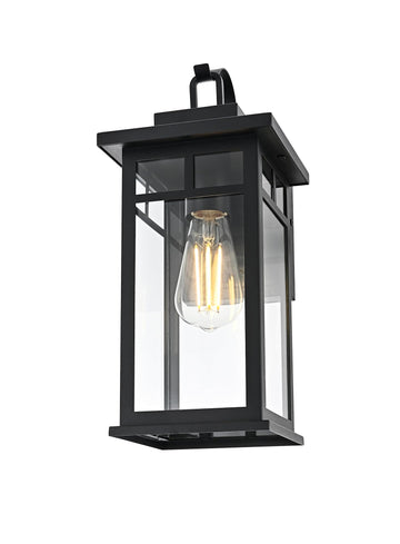 Mercer One Light Outdoor Wall Sconce Black by Lighting Design – Iron, Black, Model OD313W16BK