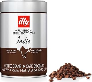 illy Whole Bean Coffee - Perfectly Roasted Whole Coffee Beans – India Dark Roast - with Notes of Black Pepper & Extra-Dark Chocolate – Full-Bodied - 100% Arabica Coffee - No Preservatives – 8.8 Ounce