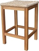 International Concepts Outdoor Set of Two Stools with Wicker Seats with Oil Finish