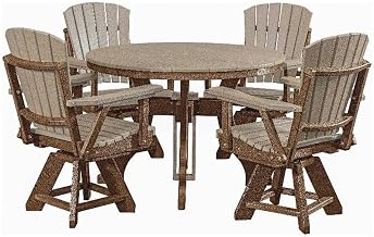American Furniture Classics Model DR130WWTB-K Five Piece Round Dining Height Dining Set in Weatherwood with a Tudor Brown Base, Made in The USA
