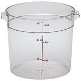 Camwear Round Storage Container 6 qt. clear - Case of by Cambro – 6 Quart, Polycarbonate, Clear, Pack of 12, Model RFSCW6135