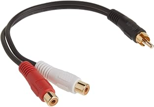 Legrand RCA Male to RCA Female Signal Splitter Cable, Black RCA to RCA Splitter, 6 Inch Audio Stereo Y-Cable, 26 AWG Audio Signal Converter Cable, 1 Count, C2G 03177
