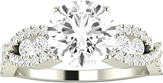 2.5 Carat 14K White Gold Designer Twisting Eternity Channel Set Four Prong GIA Certified Round Cut Diamond Engagement Ring (2 Ct G Color SI1 Clarity Center Stone)