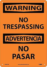 National Marker ESW81RB Warning, No Trespassing Bilingual Sign