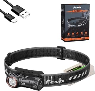 Fenix HM53R 1200 Lumens Rechargeable Detachable Headlamp, with Red Light, Lightweight for Camping, Hiking, Caving, Construction w/EdisonBright Acc case