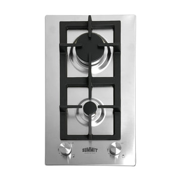 Summit 12" 2 Burner Gas Cooktop by Summit Appliance – 12 inches, Stainless Steel, Model GCJ2SS