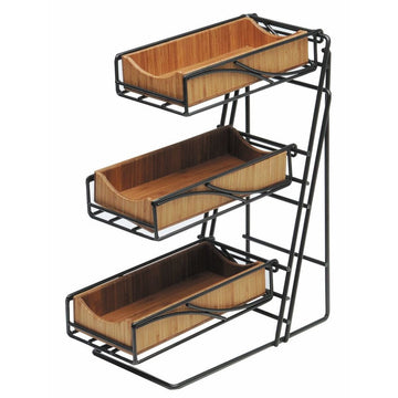 1235-60 Black Frame Bamboo Flatware/Condiment Display by CAL-MIL – Onesize, Bamboo, Black / Bamboo, Model 1235-13-60