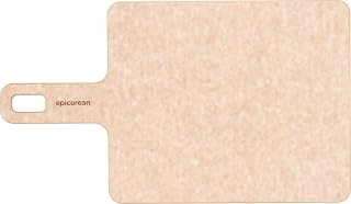 Epicurean Handy Series Cutting Board with Handle, 9-Inch by 7-Inch, Natural | Microplastics free, dishwasher safe, lightweight reversible design, knife friendly, heat resistant, USA made