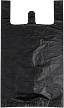 Plastic T-Shirt Carryout Bags with Handles, Heavy Duty Retail Checkout Bags, White & Black, 5 Sizes Bulk Shopping Bags (Black 11" x 13")