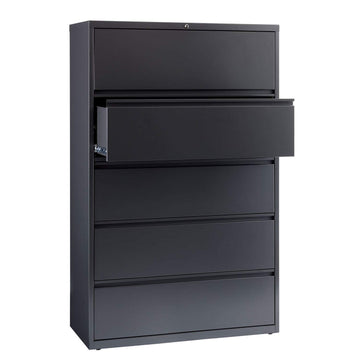 B690996 42 in. HL10000 Series Lateral File with 5-Drawer - Charcoal by Hirsh Industries – Metal, Black, Model 16072