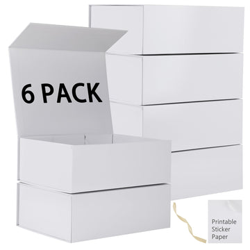 Mumupack Cardboard Gift Boxes, 12x8x4.5 Inches, White 6 Pack