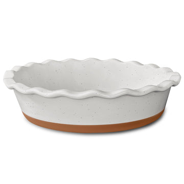 Mora Ceramic Pie Dish, 9 Inch Deep Fluted, Vanilla White