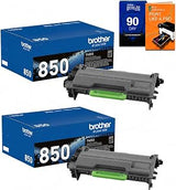 Brother Genuine TN850 2-Pack Black High Yield Toner Cartridges, Up to 8,000 Pages Each, Bundle with Deco Essentials Printer eBook for MFC-L5800DW, MFC-L5700DW, HL-L6400DW, HL-L5200DW, HL-L6200DW