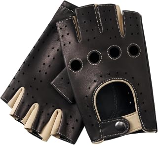 Men's Fingerless Leather Gloves - Unlined Lambskin Leather Driving Gloves
