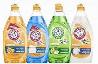 Arm & Hammer Ultra Dish Soap Variety Pack, 4-Pack (24oz Each) – Citrus, Ocean Fresh, Crisp Apple & Free & Clear – Powerful Grease Cleaning, Fresh Scents