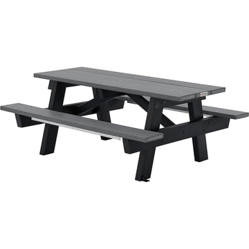 Outdoor 6' A-Frame Rectangular Picnic Table by Global Industrial – Recycled Plastic, Grey, Model 271667GY