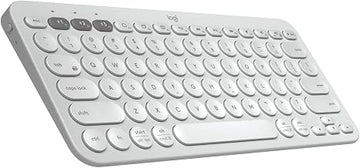 Logitech K380 Pebble Wireless Multi-Device Keyboard for Apple iOS, Apple TV Android or Chrome, Bluetooth, Compact Space-Saving Design, PC/Mac/Laptop/Smartphone/Tablet - Off White | Bluetooth connectivity, compact space-saving design, works with computers and mobile devices
