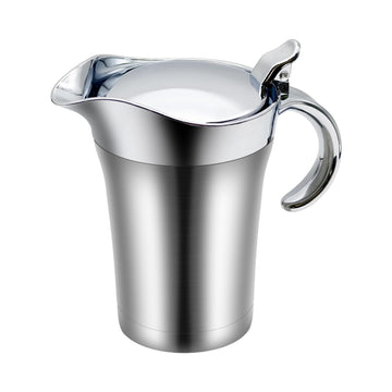 Amestar Stainless Steel Gravy Boat with Lid, 25 Oz, Silver