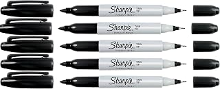 Sharpie Black Twin Tip Permanent Markers, Fine and Ultra Fine Point, 5-Count