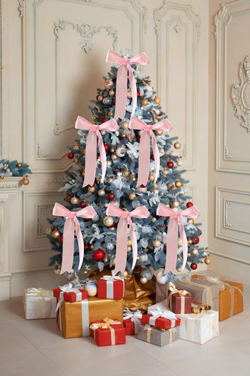 Pink Bow Garland Festival Hanging Decorations by Adachffy – 6 X 9 Inches, Polyester, Pink, Pack of 8, Model Pink Bow-008
