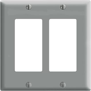 Leviton 2-Gang Decora/GFCI Device Wallplate, Standard Size, Thermoset, 80409-GY, Gray