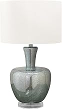 Monarch Specialties I 9898 Lighting, 26" H, Table Lamp, Sea Green Glass, Ivory/Cream Shade, Contemporary, Modern