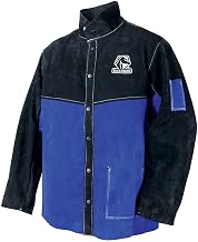 Black Stallion (JL1030 Color Block Leather Welding Jacket, Premium Split Cowhide Leather, Black/Blue