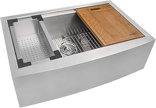 Ruvati 33-in 16-Gauge Apron-Front Farmhouse Workstation Sink - RVH9200