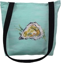 Betsydrake TY121CG 18 x 18 in. Oyster Shell on Aqua Tote Bag - Large