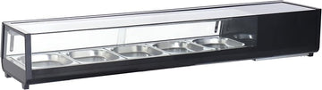 Omcan 48670 71-INCH Sushi Showcase with Flat Glass with 132 L Capacity - Black