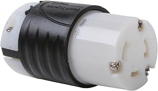 Legrand Pass & Seymour L530CCCV3 Turnlok Industrial Spec Grade Locking Connector, 30 Amp 125V, NEMA L5-30R, Black/White (1 Count)