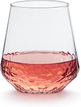 Libbey Hammered Stemless Wine Glasses Set of 8, 17.75-ounce, Dishwasher-Safe, Chiseled Textured Glassware Set, All Purpose Wine Glasses for Everyday Use