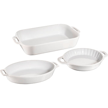 Ceramic 3-pc Mixed Baking Dish Set by STAUB – 3pc, 9 centiliters, Ceramic, White, Model 40508-688