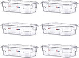 Araven Polycarbonate Food Storage Pan, GN 1/4, 6 Ct, Clear | 1/4 size food pan with in-mold label for commercial kitchens, cafeterias, buffets & food trucks.