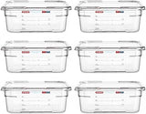 Araven Polycarbonate Food Pan, GN 1/2, 4" Deep, 6 Ct, Clear | Food storage pan with in-mold label for catering, prep tables and commercial food storage.