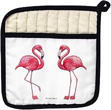 Betsy Drake PT084W Flamingos on White Pot Holder