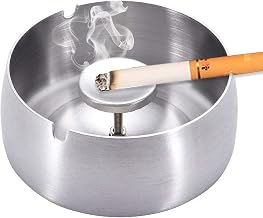 Ashtray,with Lid Windproof Holder Stainless Steel Outdoor Waterproof Cigarette for Smokers Car Ashtrays Mini Easy Clean up Detachable Flame Retardant